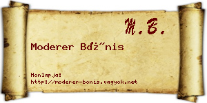 Moderer Bónis névjegykártya
